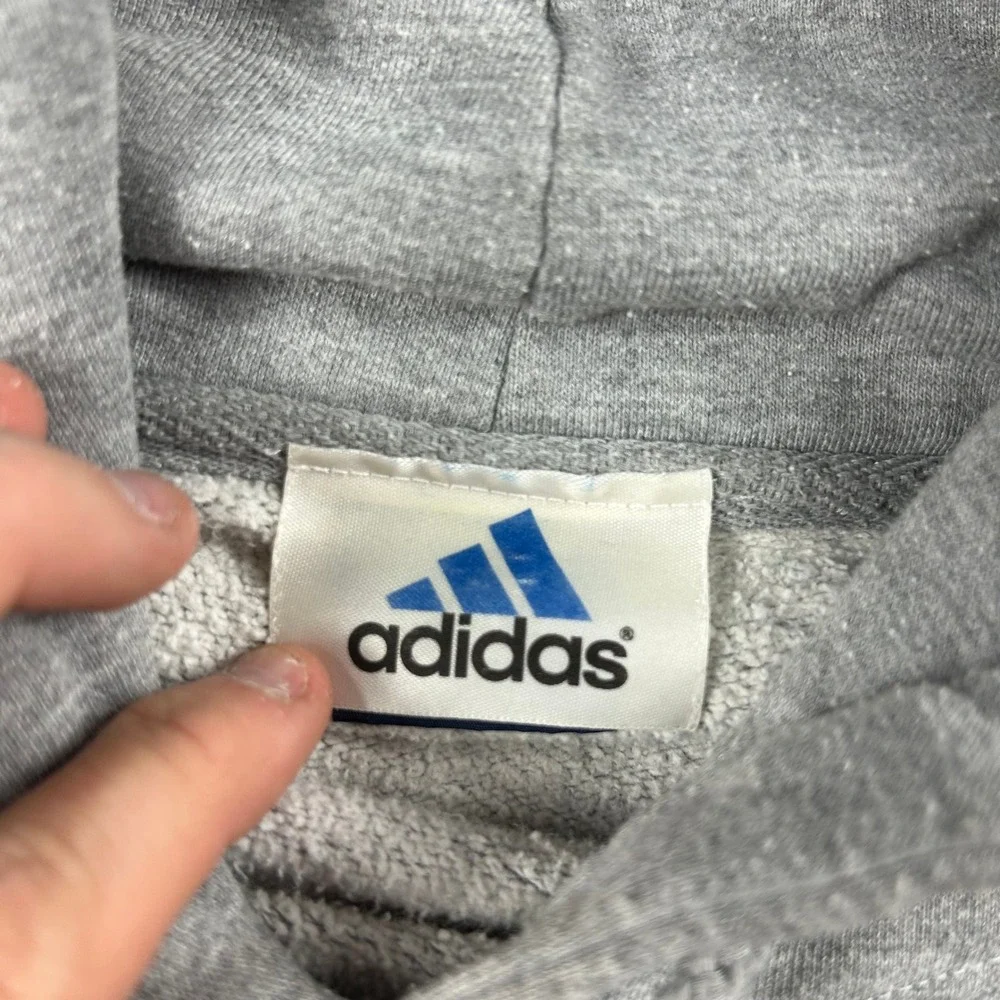 VTG Adidas Hoodie Mens XL Gray New York Yankees Embroidered Logo Sweatshirt MLB‎
